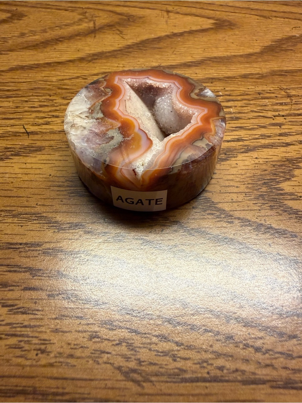 Source Unknown Orange and White Agate Geode Accent